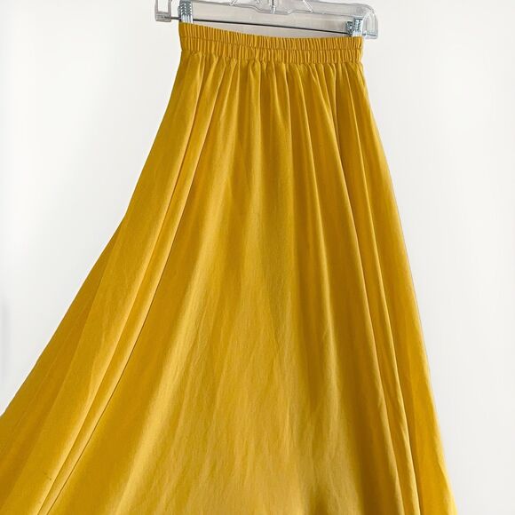 Chiffon Maxi Skirt Womens Size L Boho Sheer Yellow Mustard Elastic Waist - Picture 8 of 8